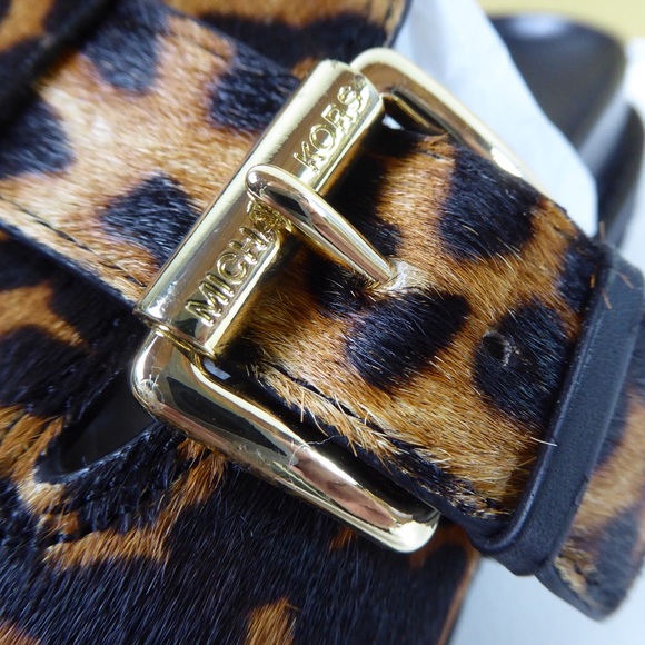 Michael Kors Judd Closed Toe Cheetah Print Haircalf Leather Slip On Clog Mules - Picture 5 of 10